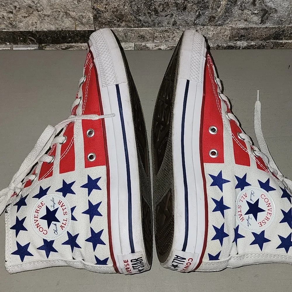 Converse All Star Red White and Blue Star High-Top Sneakers